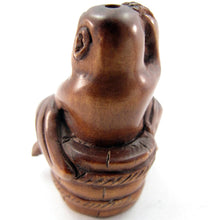 Load image into Gallery viewer, Monkey Bead Monkey Bathing in a Barrel Ojime Bead