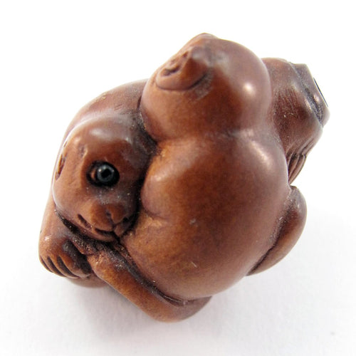 Monkey Bead Ojime bead Twirling Monkeys