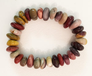 Mookaite Jasper Bracelet of strung polished Mookaite pebbles