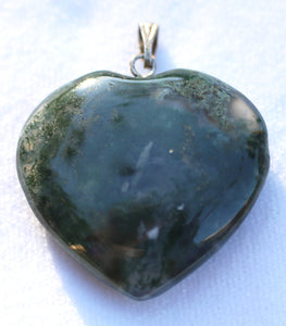 Green Moss Agate Heart Pendant