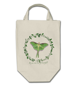 Luna Moth Grocery Bag - Cotton Tote - "Be your own kind of beautiful."