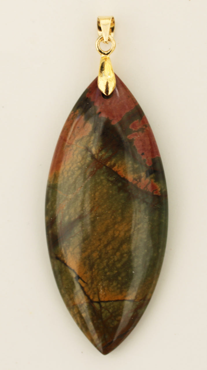 Picasso Stone Pendant with Gold Bail in Marquise Shape