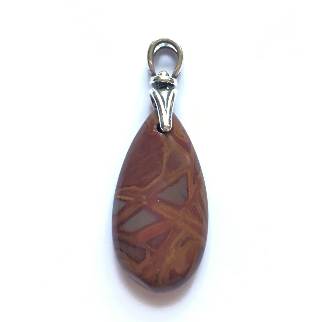 Noreena Jasper Pendant with Art Deco torch bail reproduction in sterling silver
