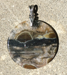 Ocean Jasper Druzy Pendant with reproduction art deco silver bail