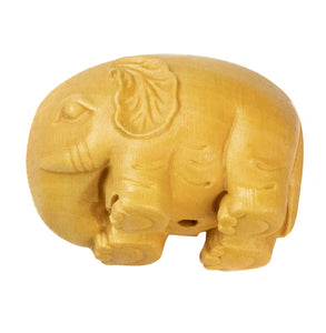 Elephant Ojime Bead with Ears like Leaves in Clear Varnish