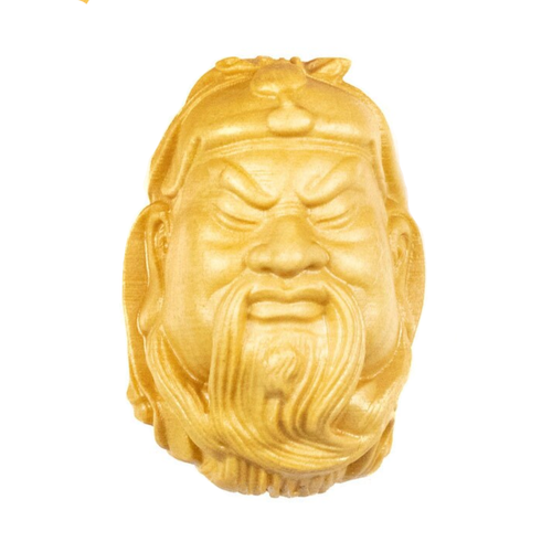 Old Man Bead in Lotus Carved Ojime Bead