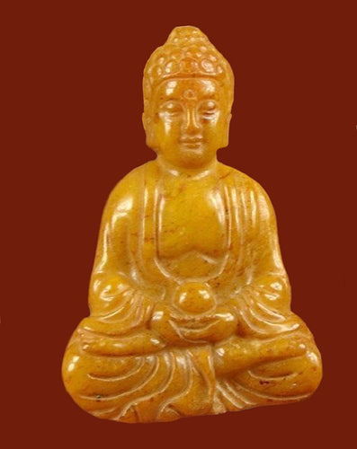 Old Yellow Jade Hand-Carved Buddha Amulet