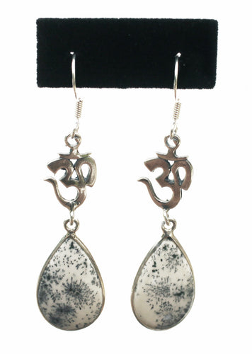 Om Design Dendrite Agate Earrings for Growth, Plants, Trees, Nerves, Capillaries and Progress