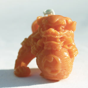 Foo Dog Beeswax Candle in True Orange 2 inches high