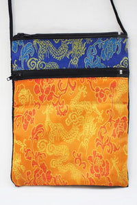 Tarot Deck Bag in Blue and Orange Rayon Brocade and Cotton Velvet