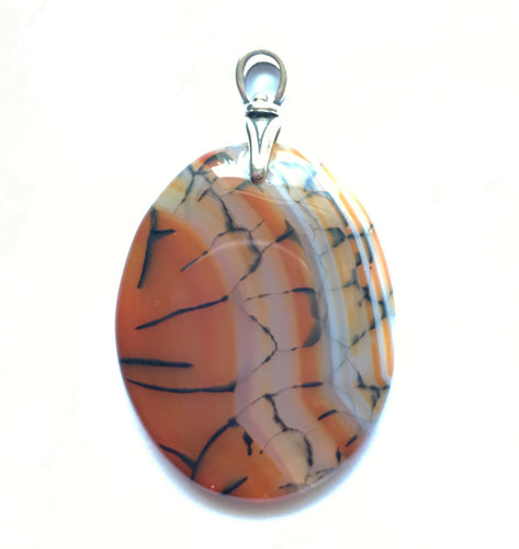 Carnelian Agate Pendant with Silver Plated Swivel Bail