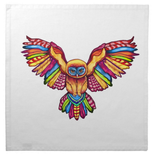 Psychedelic Owl Cotton Tarot Cloth by Kyle MacDuggall