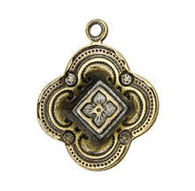 Load image into Gallery viewer, Tibetan Charm in Clover Oxidized Brass by TierraCast
