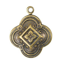 Load image into Gallery viewer, Tibetan Charm in Clover Oxidized Brass by TierraCast