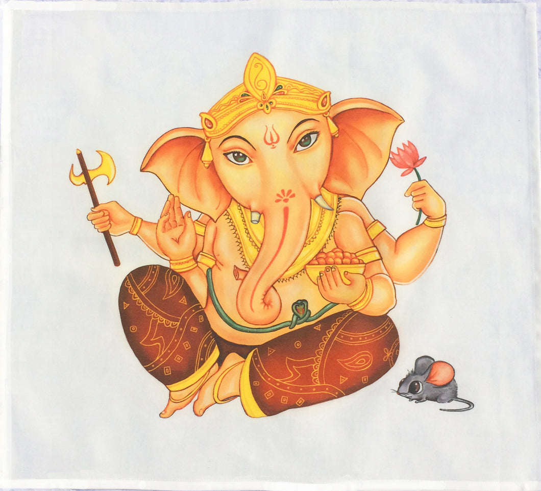 Lord Ganesh Cotton Tarot Cloth in Peach by Kyle MacDugall