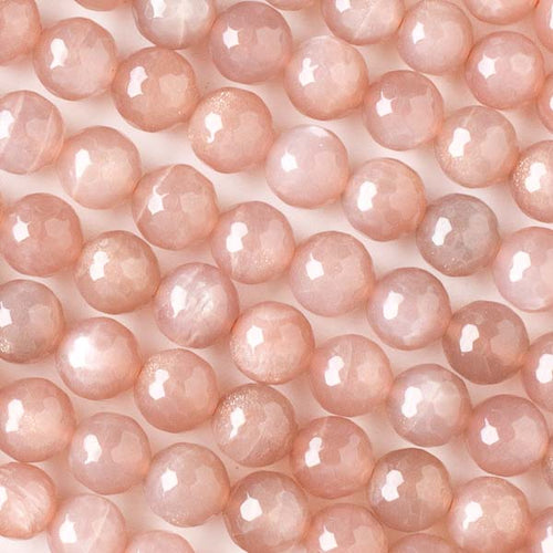 Peach Moonstone Beads 16 Inch Faceted 8mm Rounds