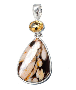 Peanut Wood Jasper Pendant with Faceted Citrine