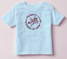 Load image into Gallery viewer, Pegasus T Shirt Rabbit Skins Toddler Tee Blue Combed Cotton Jersey Fabric Size 2