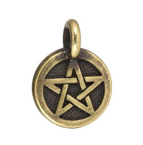 Pentagram Pendant or Oxidized Brass Plated Charm from TierraCast