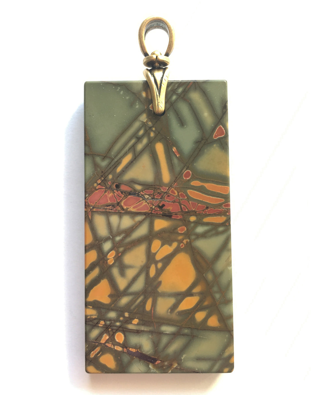 Picasso Stone Pendant  Colorful Rectangular Tile-Shape looks like stain glass