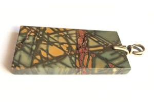 Picasso Stone Pendant  Colorful Rectangular Tile-Shape looks like stain glass