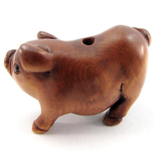 Load image into Gallery viewer, Pig bead boxwood Ojime bead