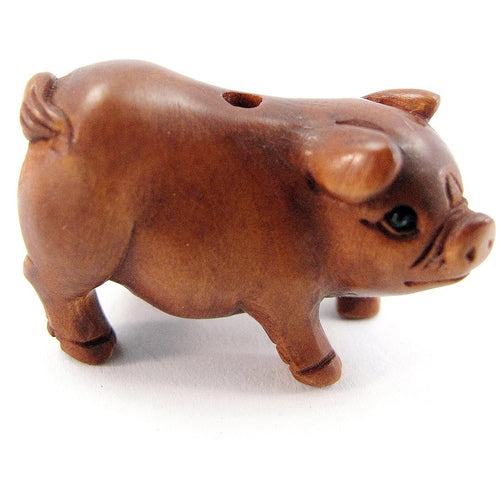 Pig bead boxwood Ojime bead