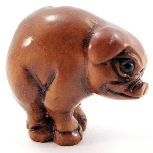 Piglet Hand Carved Boxwood Ojime Bead