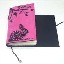 Load image into Gallery viewer, Celtic Journal of Rabbit in Passion Pink Handmade Suede Leather Journal