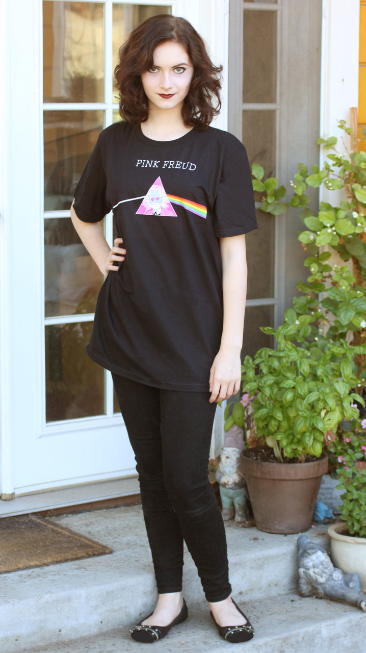 Pink Freud Black Cotton Tee Shirt in Extra, Extra Large