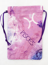 Load image into Gallery viewer, Pisces Zodiac Sign Cotton Drawstring Bag for Your Tarot Deck