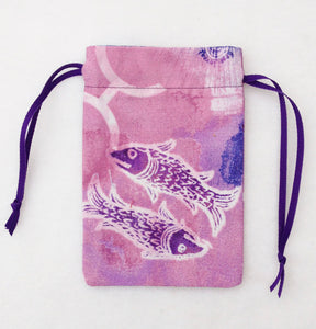 Pisces Zodiac Sign Cotton Drawstring Bag for Your Tarot Deck