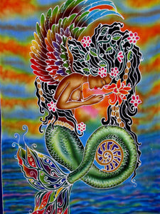 Praying Mermaid Balinese Batik Rayon Banner