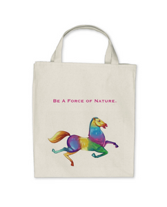Horse Tote Bag Natural Cotton Tote Bag "Be a force of nature."