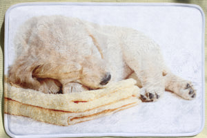 Cute Bath Mat of Golden Retriever Puppy