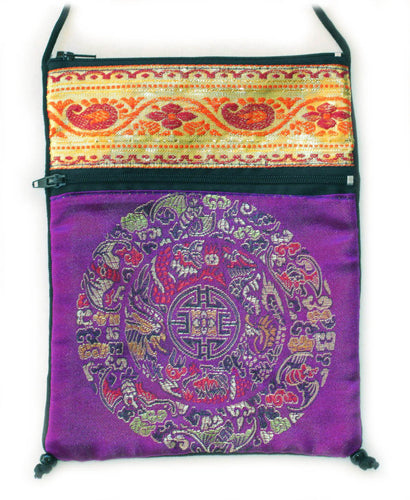 Purple Rayon and Velvet Tarot Bag with Mandala