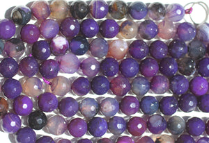 Purple Dragon Veins Agate Faceted 7.5mm Beads