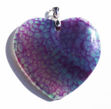 Load image into Gallery viewer, Dragon Veins Agate Heart Pendant in Magenta