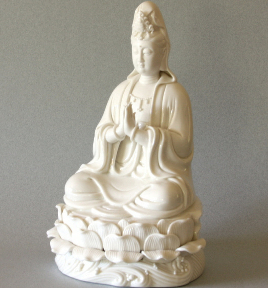 White Porcelain Kwan Yin Statue in Prayer