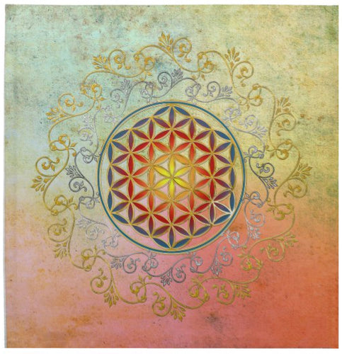 Rainbow Flower of Life Tarot Cloth Sacred Geometry with a French Feel