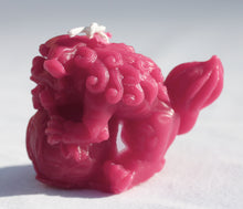 Load image into Gallery viewer, Ornate Male Foo Dog 2&quot; Beeswax Candle in Chinese Red