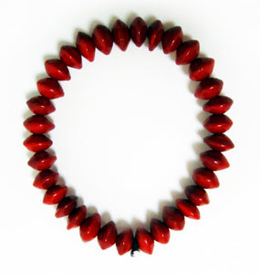 Red Sandalwood Large Rondelle Seed Mala-Style Bracelet