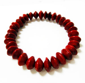 Red Sandalwood Large Rondelle Seed Mala-Style Bracelet