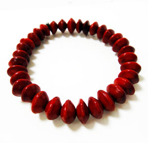 Red Rondel Seed Mala Style Red Sandalwood Bracelet in Small