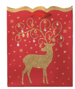 Reindeer Dazzle Small Embellished Gift Bag Laura Stone Design