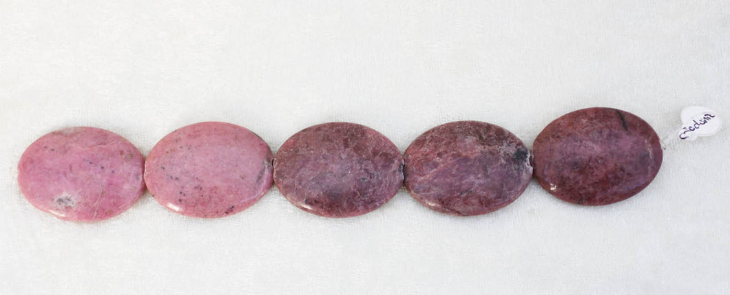 Rhodonite 8 inch Strand Puffy 30x40 Oval Beads (reduced for imperfection)