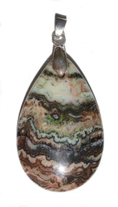 Mexican Crazy Lace Agate Pendant in tear drop shape.