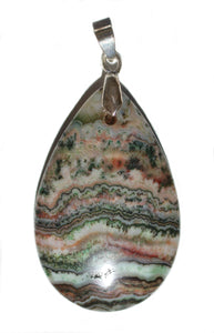 Mexican Crazy Lace Agate Pendant in tear drop shape.