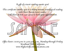 Load image into Gallery viewer, Gift Certificate for a 30-Minute Tarot Reading with Sheri Buron