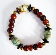 Load image into Gallery viewer, Scarab Amulet Bead Stretch Bracelet for wrist up to 7.25 Inches